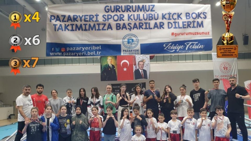 Pazaryeri Spor Kick Boks Takımı 17 madalya ve bir kupayla döndü